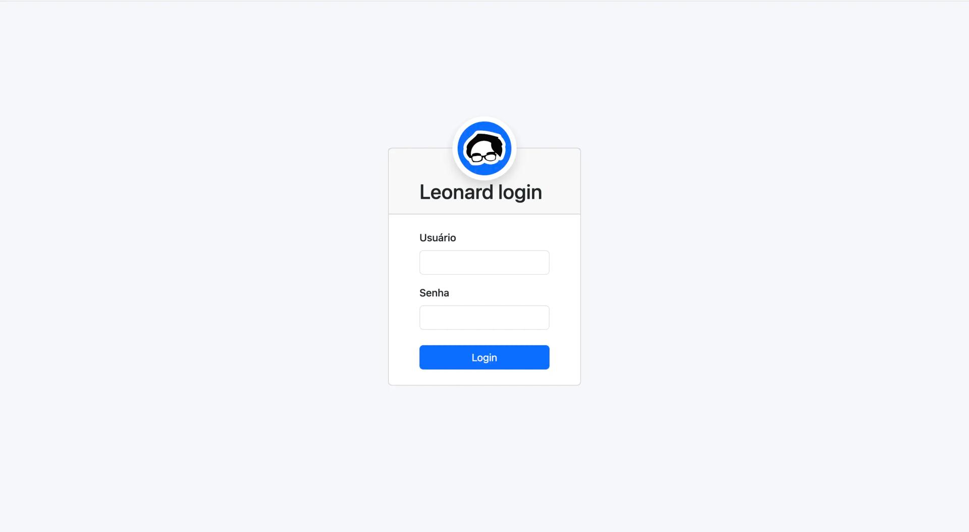Leonard login screen