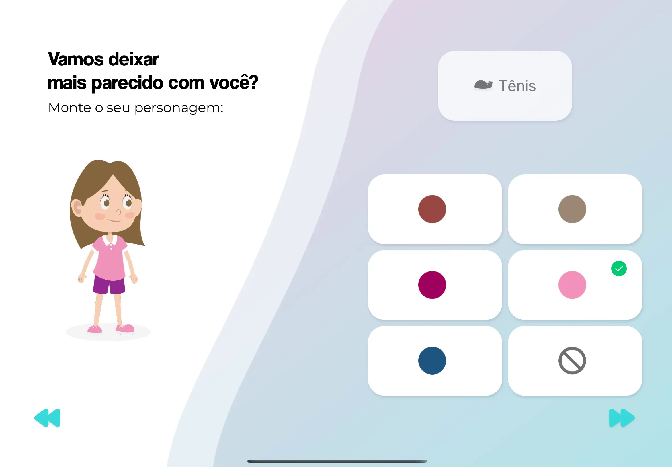 Screenshot of the ImaginaKIDS character builder screen